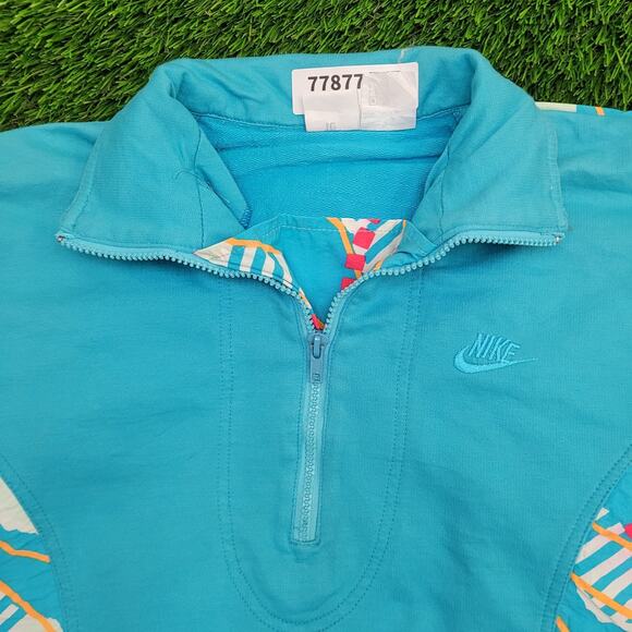 Vintage 80s NIKE Sweatshirt Womens Medium 22x22 Boxy Blue - Picture 10 of 16